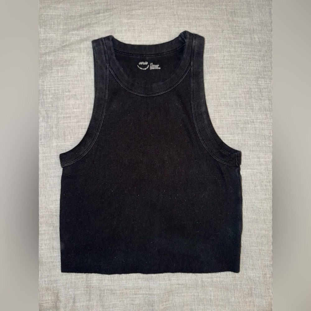 Black Ribbed Tank Top